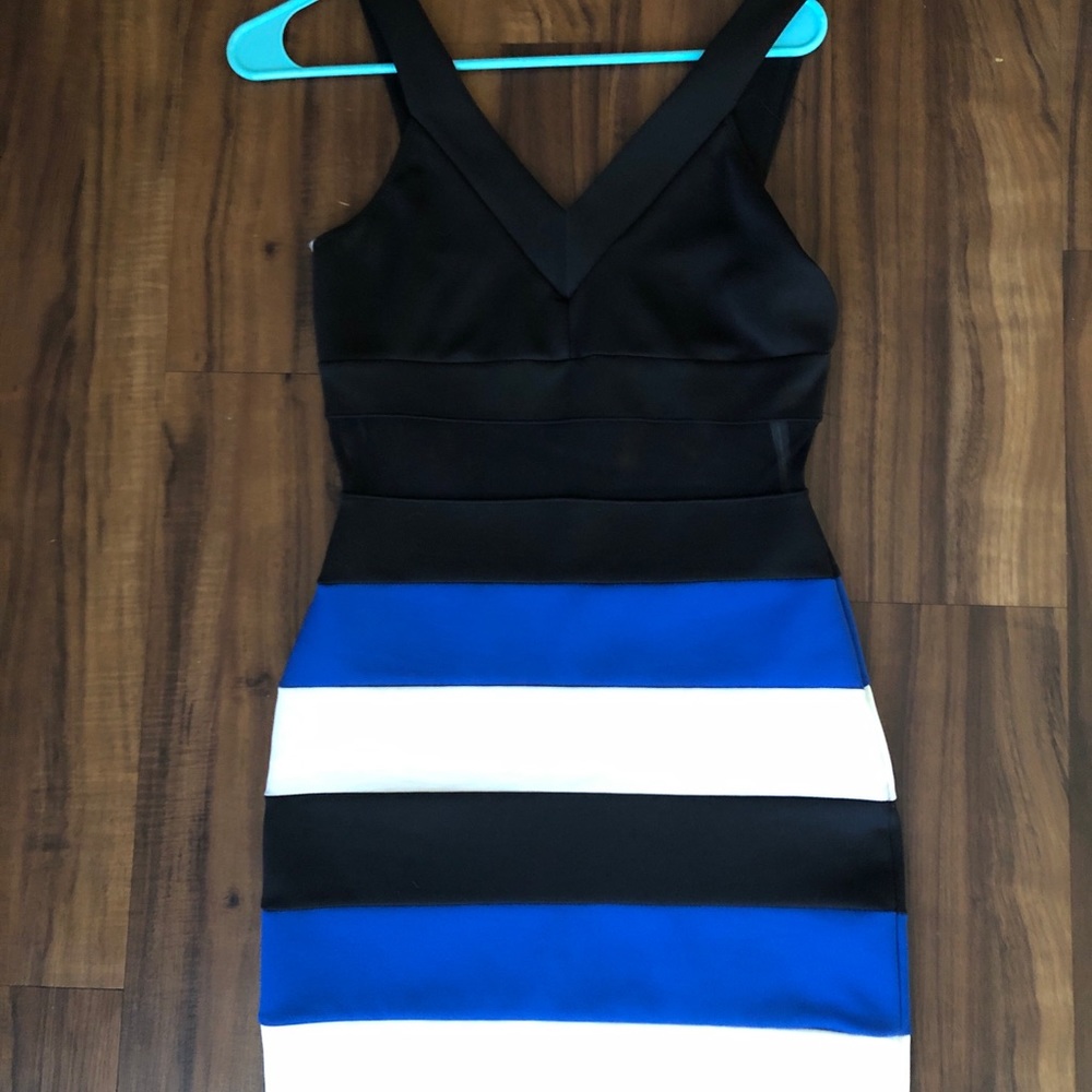 Pitaya blue and black Bodycon dress with mesh